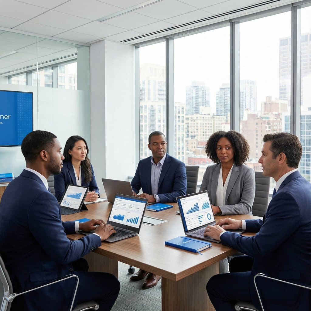 Equipe em reunião estratégica